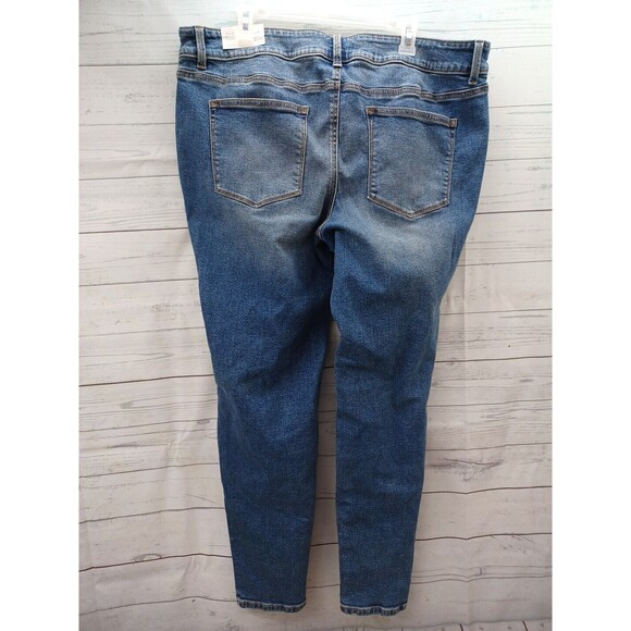 Maurices womens blue denim jeggings distressed mid rise 22W NWT - Picture 3 of 7